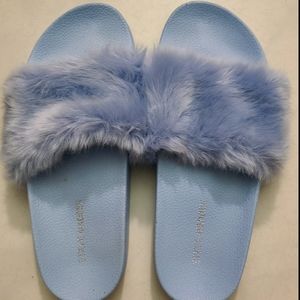Steve Maden Blue furry slides
